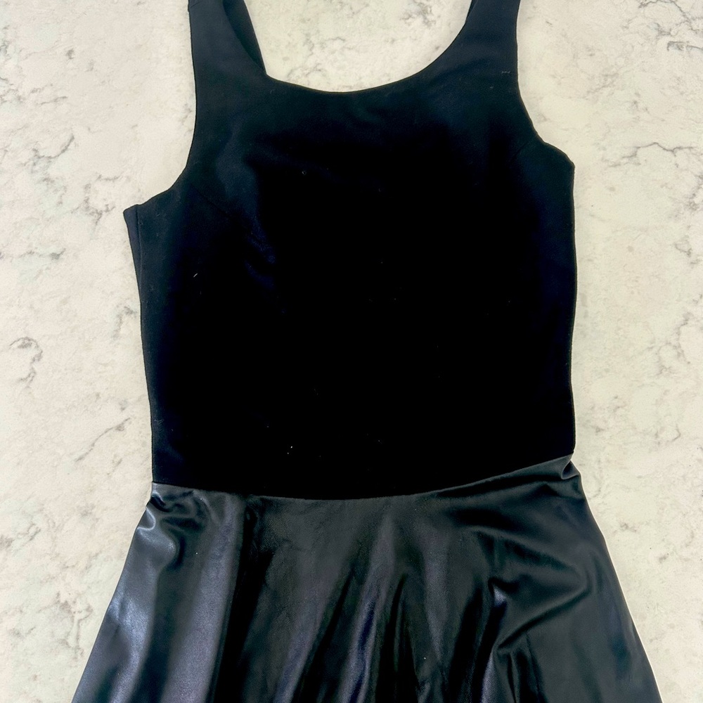 Amanda Uprichard Tank dress with leather flare skirt.